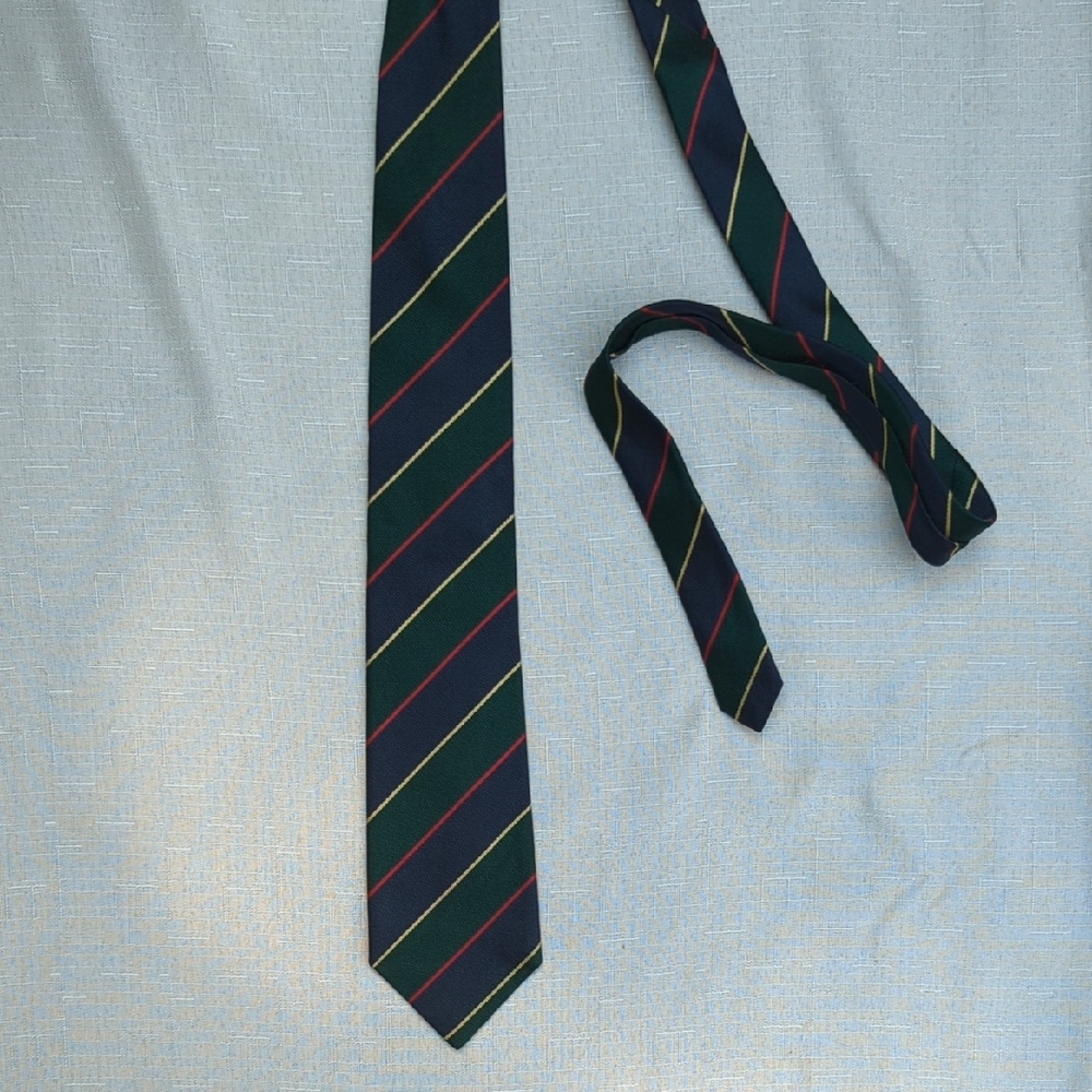 Classic Striped Tie in Green, Red, and Yellow